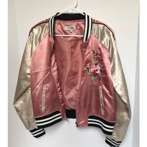 Charlotte Russe Shiney Pink Bomber Jacket